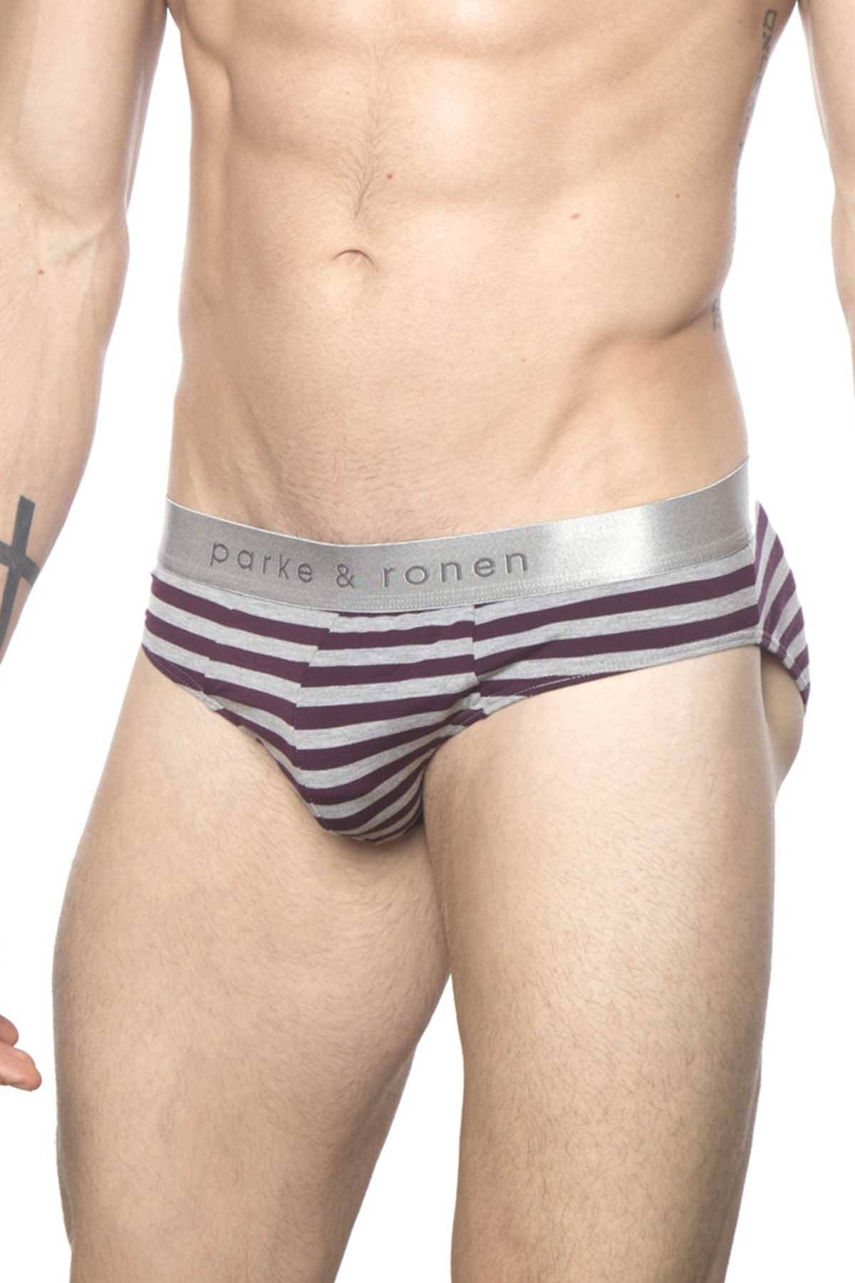 Parke & Ronen Purple-Stripe Yarn-Dye Low-Rise Brief