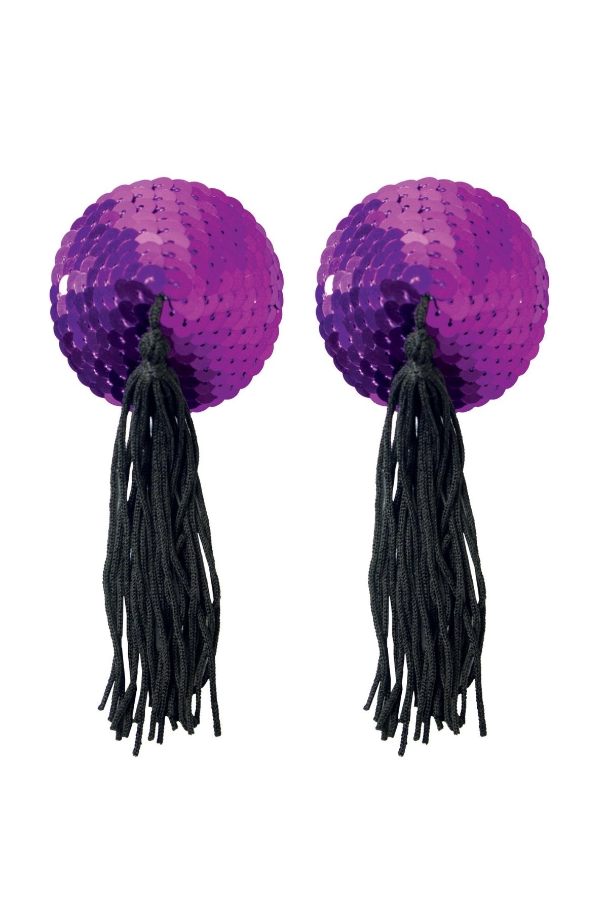 Peekaboos Purple Sequin With Black Tassel Pasties