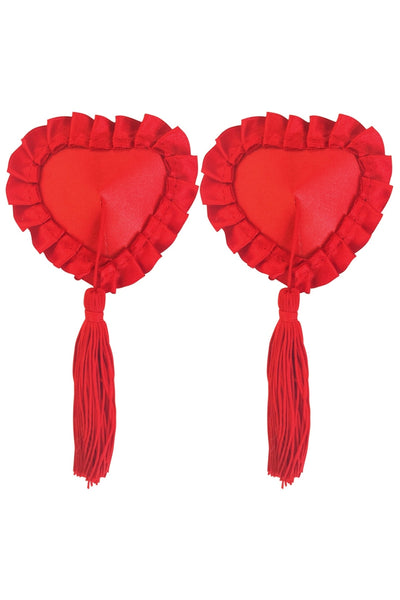 Peekaboos Red Satin With Tassel Pasties