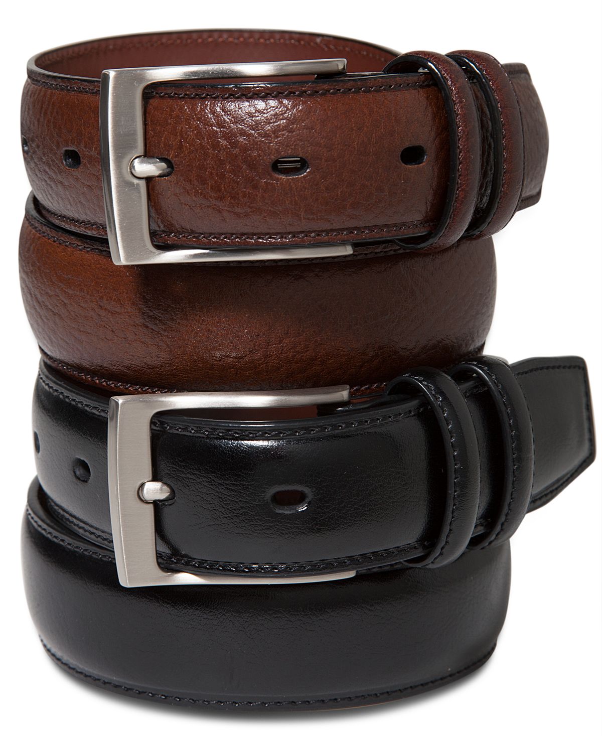 Perry Ellis Portfolio Leather Belt Chocolate
