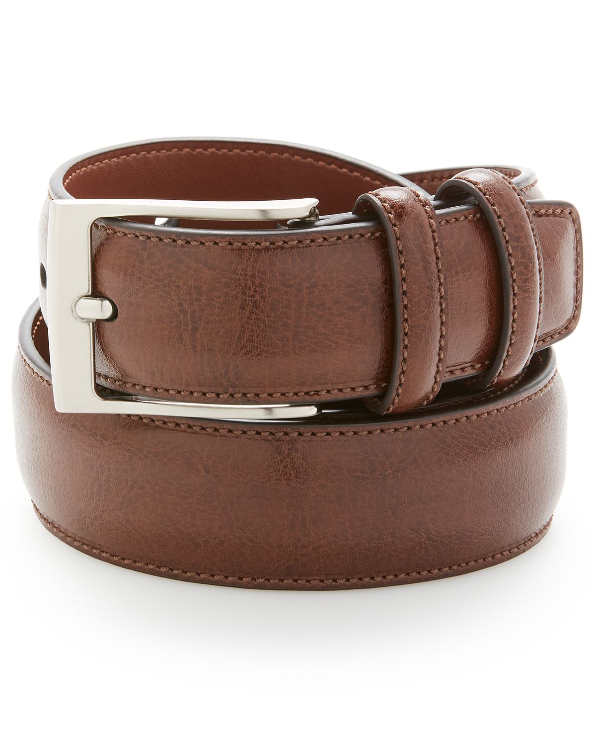Perry Ellis Portfolio Leather Belt Chocolate