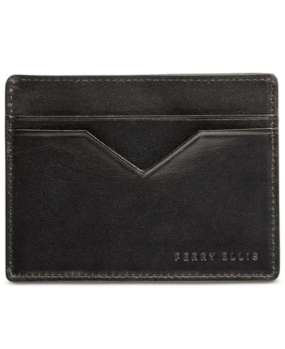 Perry Ellis Portfolio Leather Card Case BLACK