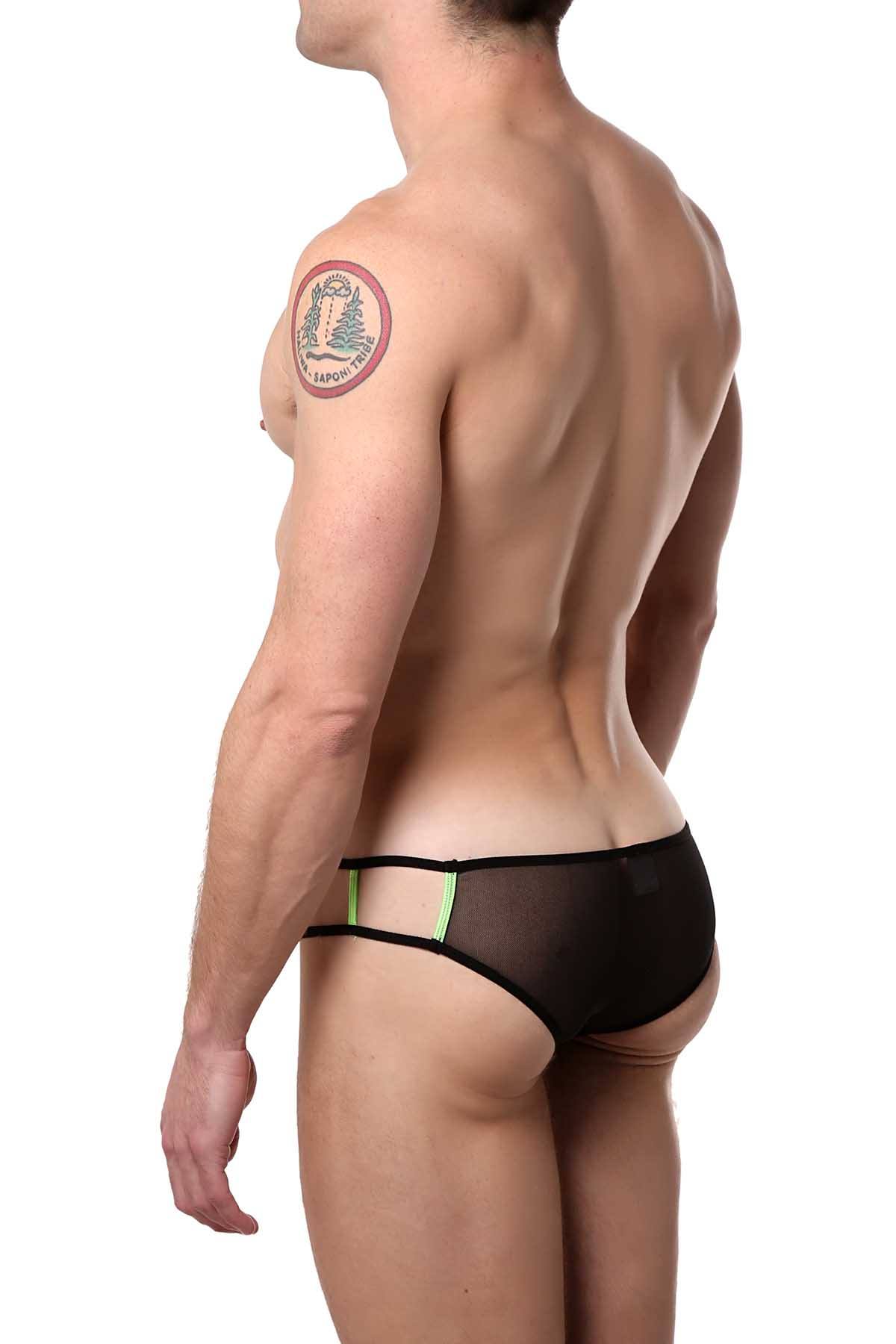 PetitQ Black/Lime Mesh Revel Brief