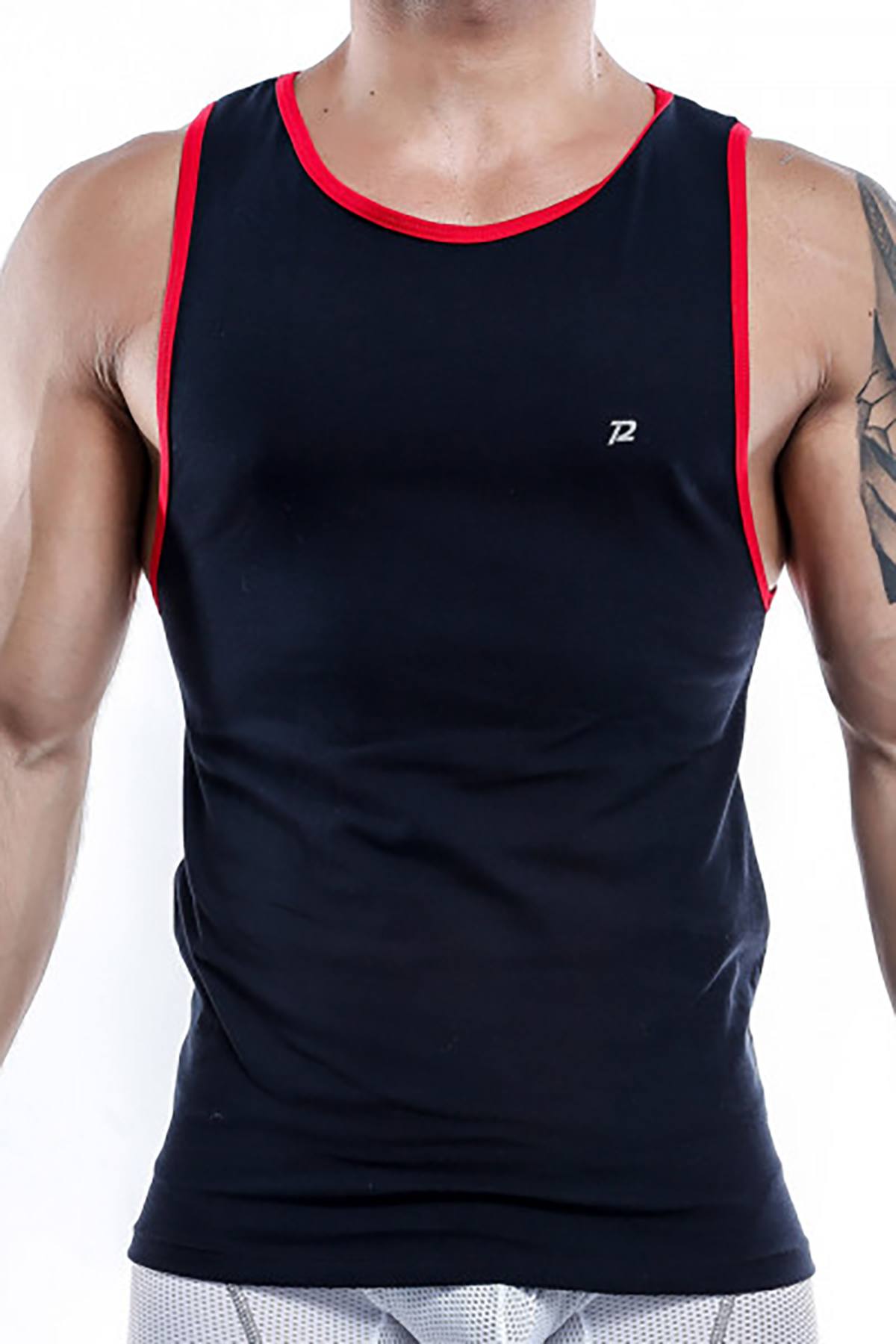 Pistol Pete Black/Red Contrast-Trim Tank Top