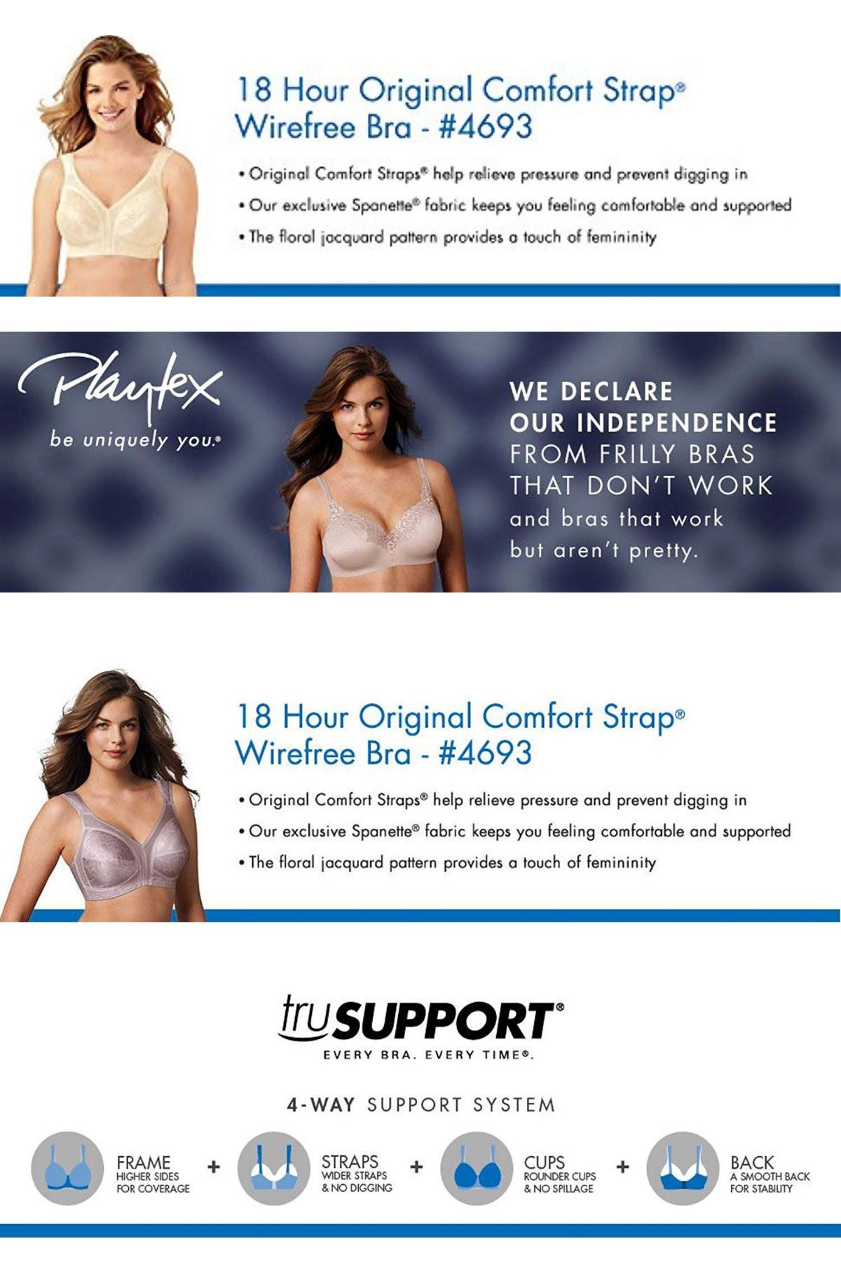 Playtex Cafe Au Lait 18-Hour Original Comfort Strap Bra