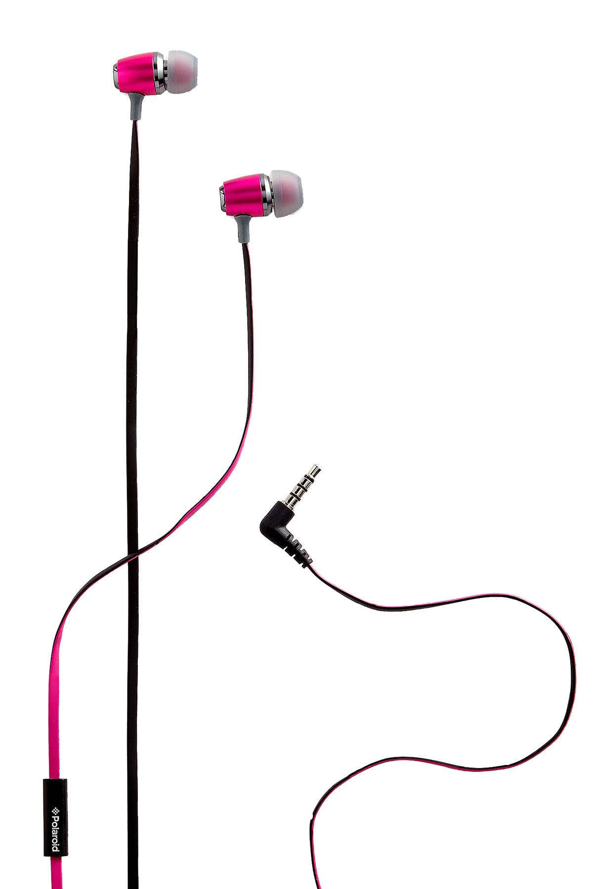Polaroid Pink Metallic Premium Sound Earbuds with Microphone
