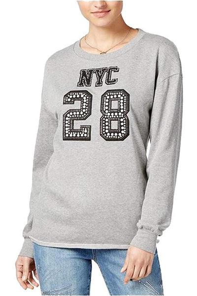 Polly & Esther Grey Juniors NYC Embellished Sweatshirt