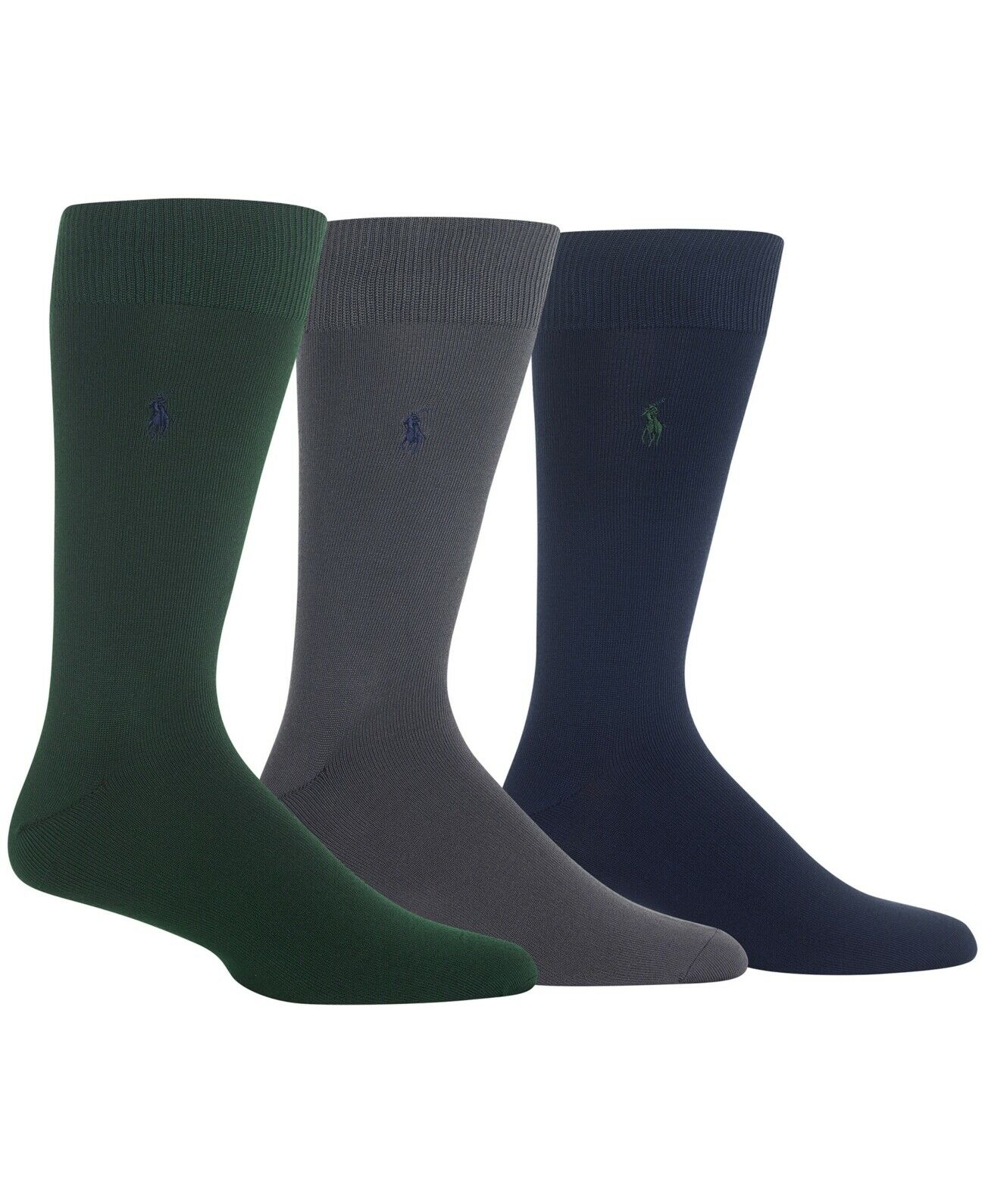 Polo Ralph Lauren 3 Pack Super Soft Dress Socks Grey/Navy/Green