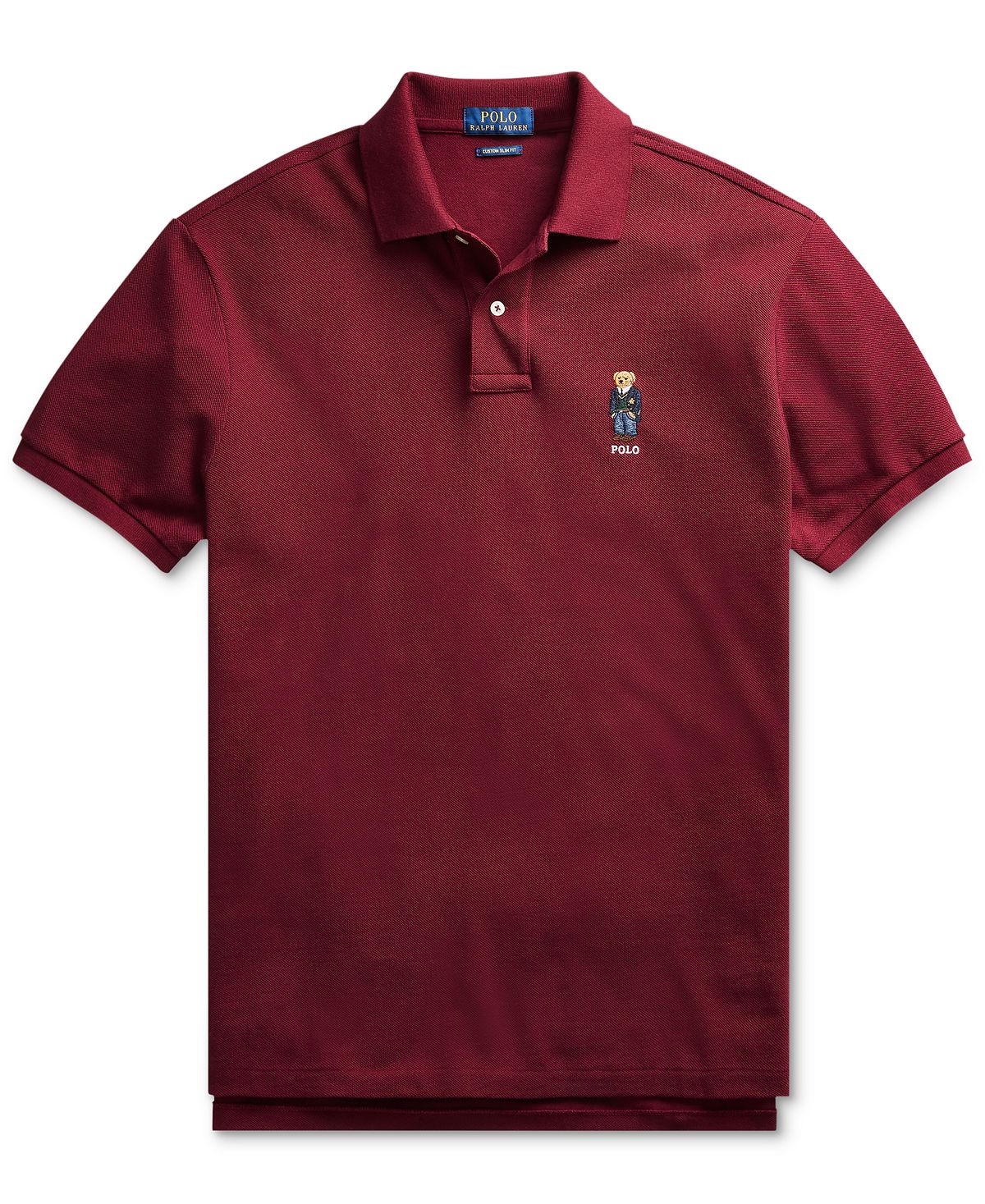 Polo Ralph Lauren Basic Slim Fit Mesh Bear Polo Shirt Classic Wine
