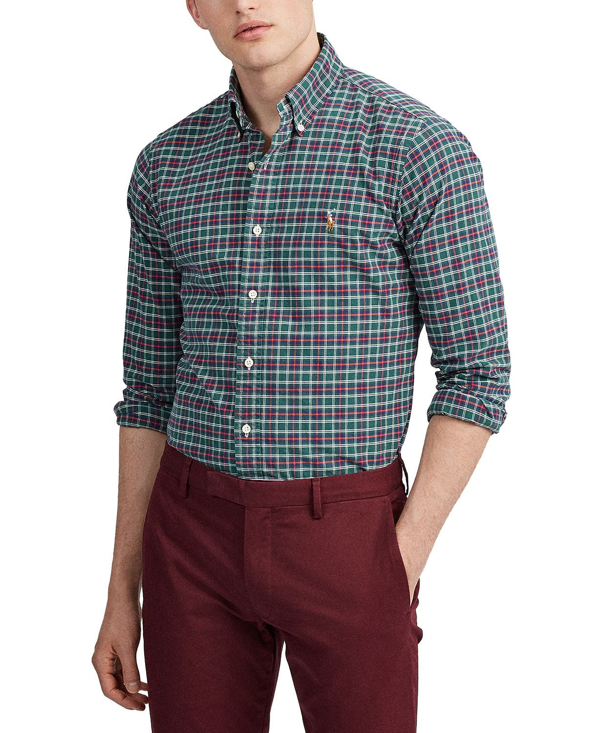 Polo Ralph Lauren Big & Tall Classic Fit Plaid Oxford Shirt Green