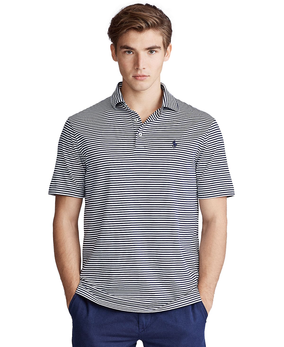 Polo Ralph Lauren Classic Fit Soft Cotton Striped Polo French Navy/white