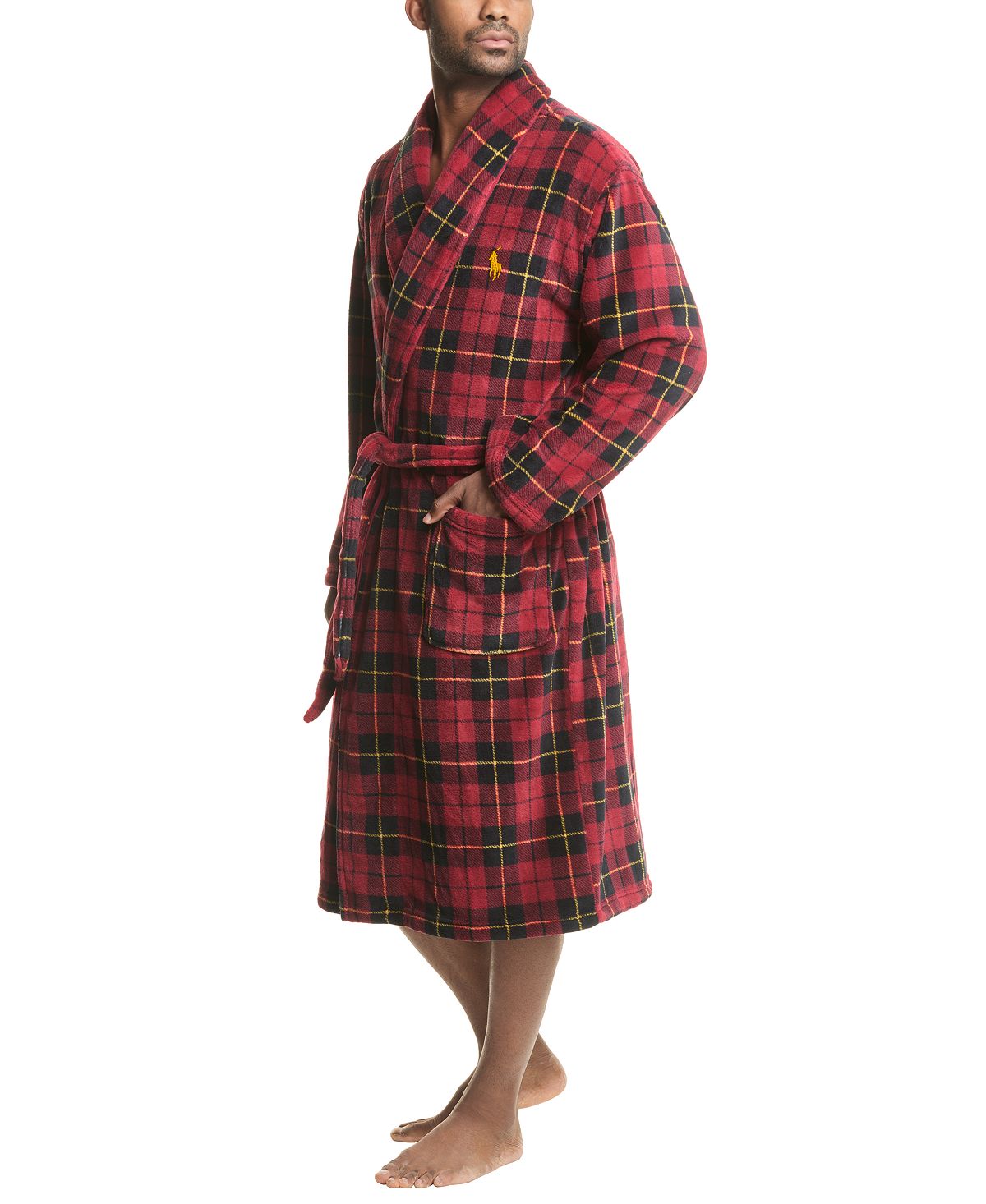 Polo Ralph Lauren Microfiber Plush Shawl Collar Robe Wallace Plaid