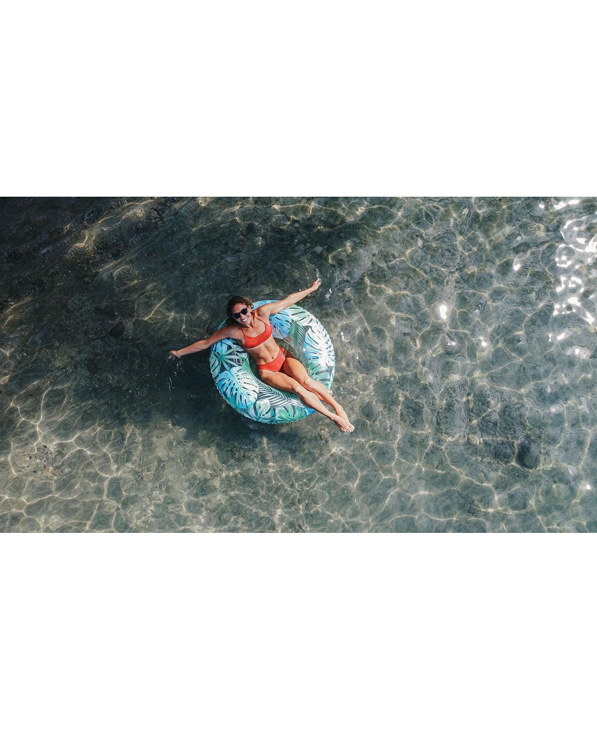 Poolcandy Resort Collection48" Jumbo Pool Tube With Palm Print Palm Pattern