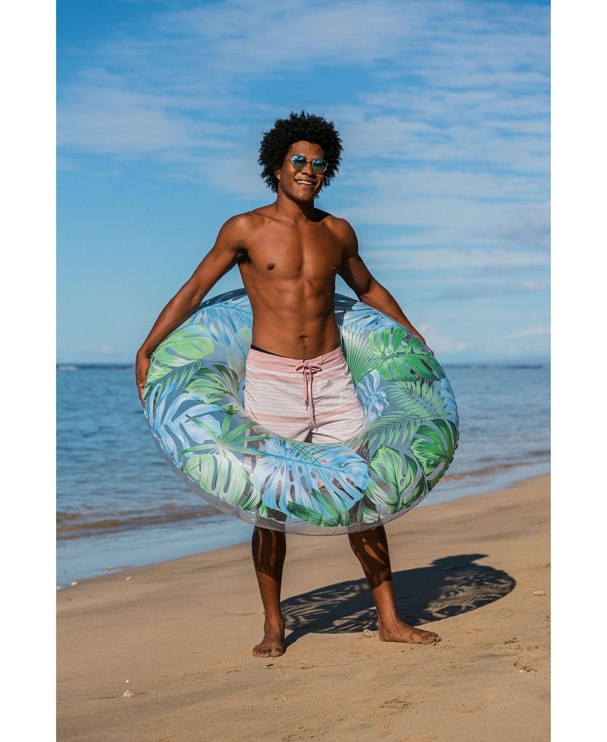 Poolcandy Resort Collection48" Jumbo Pool Tube With Palm Print Palm Pattern