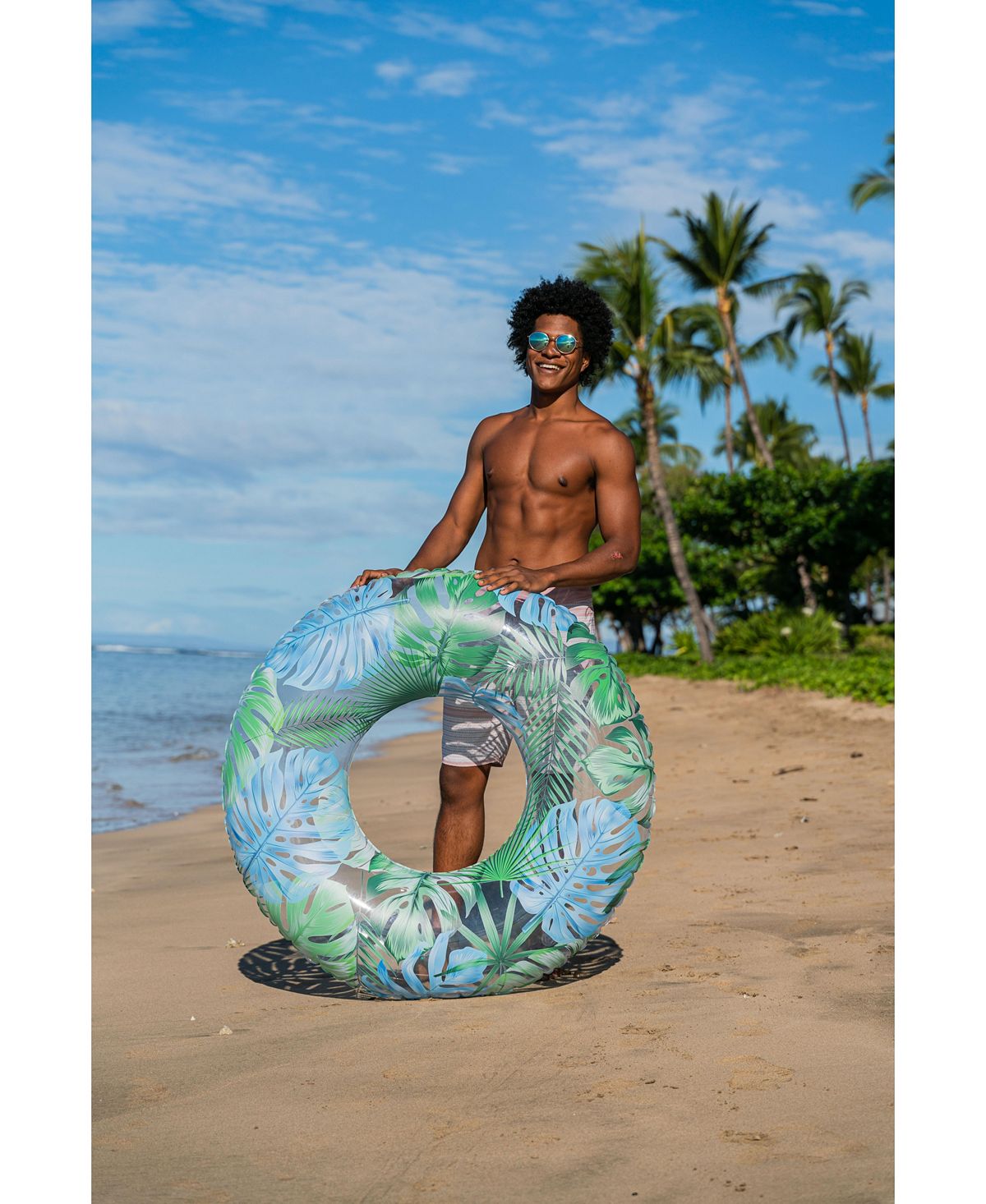 Poolcandy Resort Collection48" Jumbo Pool Tube With Palm Print Palm Pattern