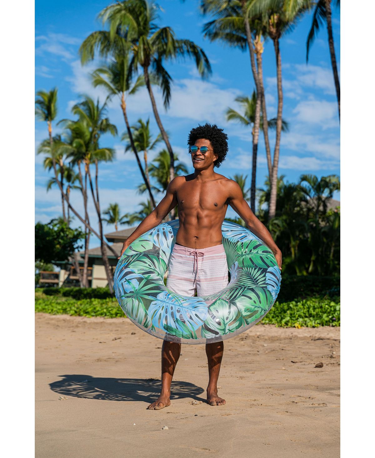 Poolcandy Resort Collection48" Jumbo Pool Tube With Palm Print Palm Pattern