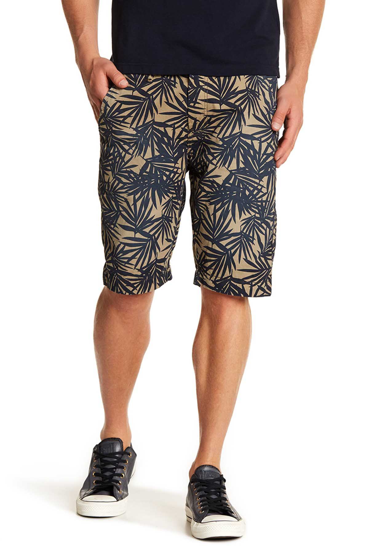 Pop Icon Khaki Leaf Flat Front Short