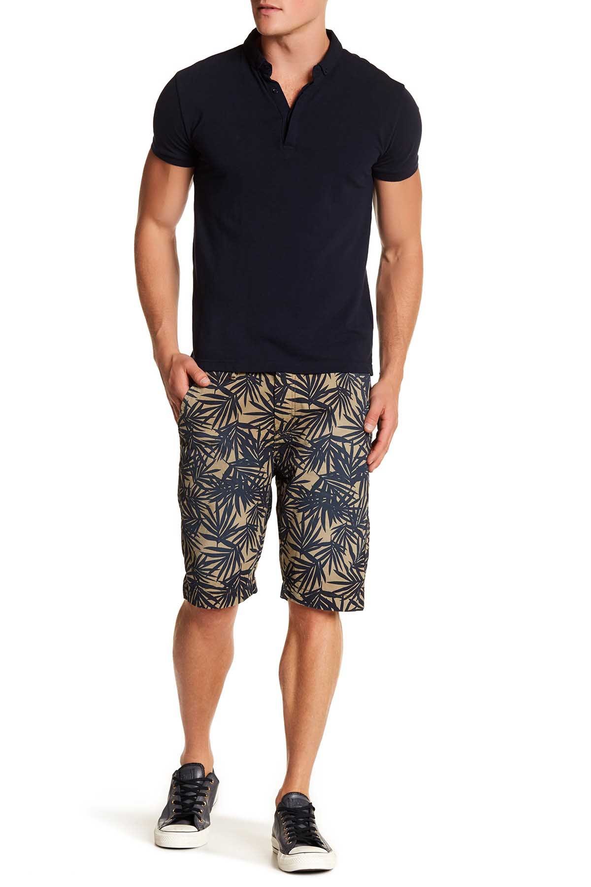 Pop Icon Khaki Leaf Flat Front Short