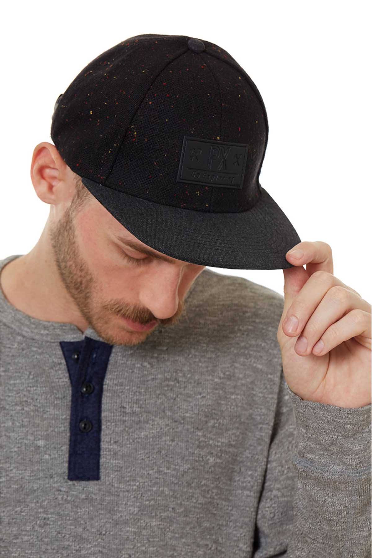 Premium Xpression Black Travis Flat-Brim Speckle Hat