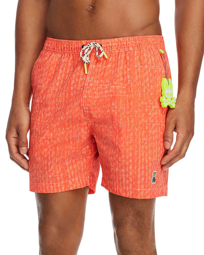 Psycho Bunny Crosshatch Print Swim Trunks Paradise