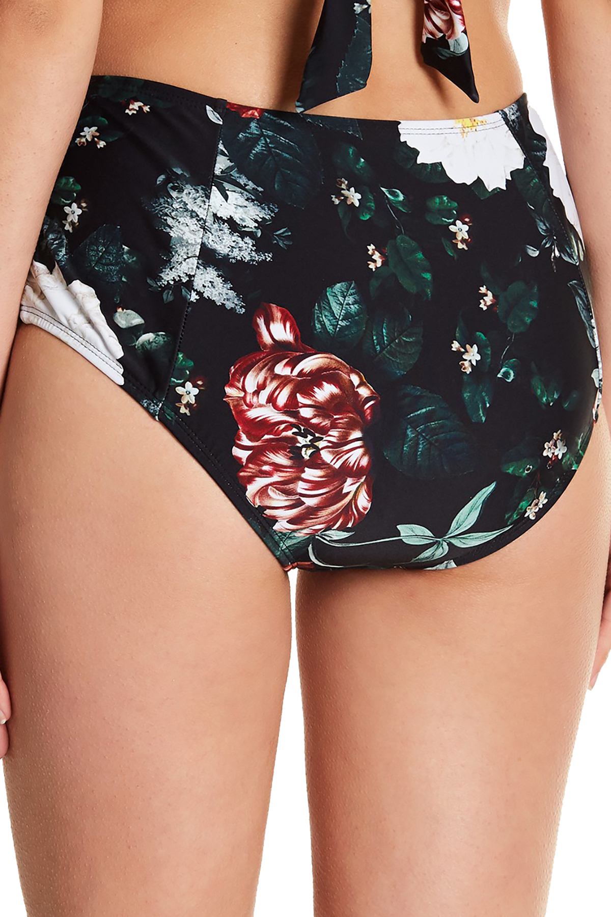 RACHEL by Rachel Roy Garden Floral High Waist Bikini Bottom in Black