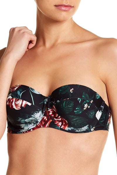 RACHEL by Rachel Roy Garden Floral Underwire Bikini Top in Black