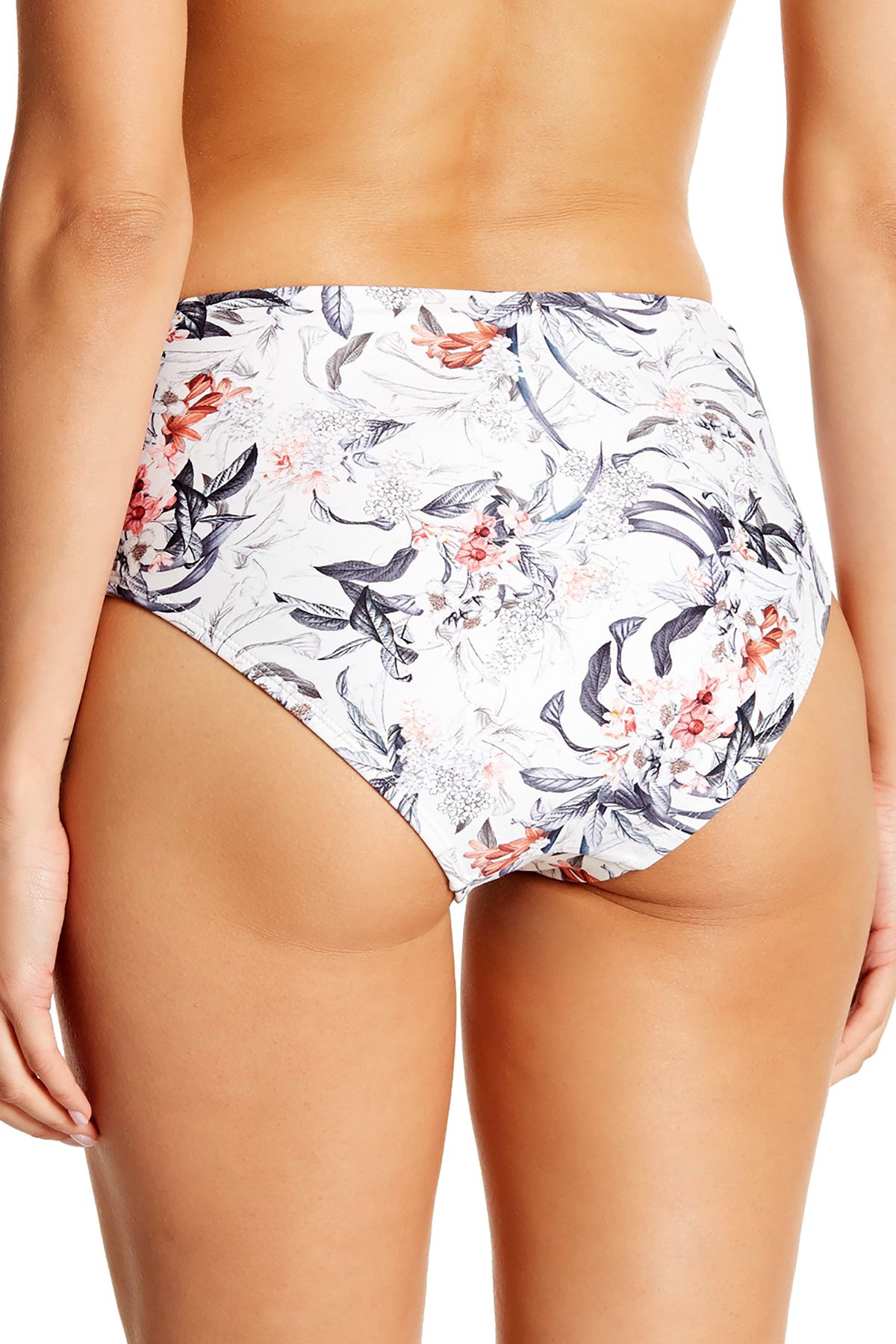 RACHEL by Rachel Roy High Waist Lace Up Bikini Bottom in White Floral