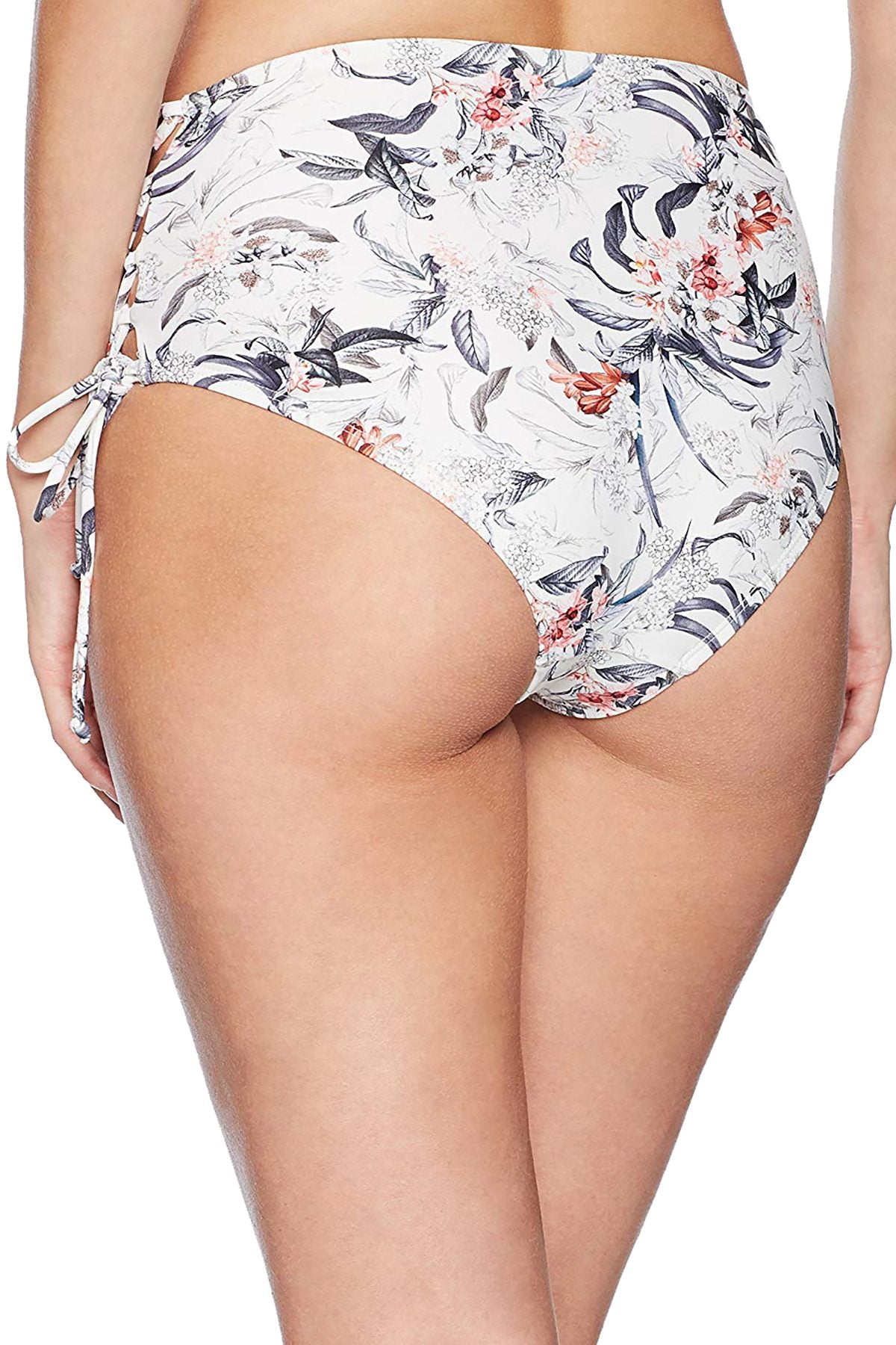 RACHEL by Rachel Roy High Waist Lace Up Bikini Bottom in White Floral