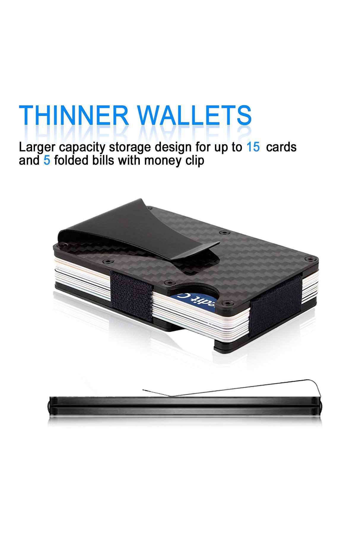 RFID Blocking Carbon Fibre Slim Card Holder W/ Money Clip