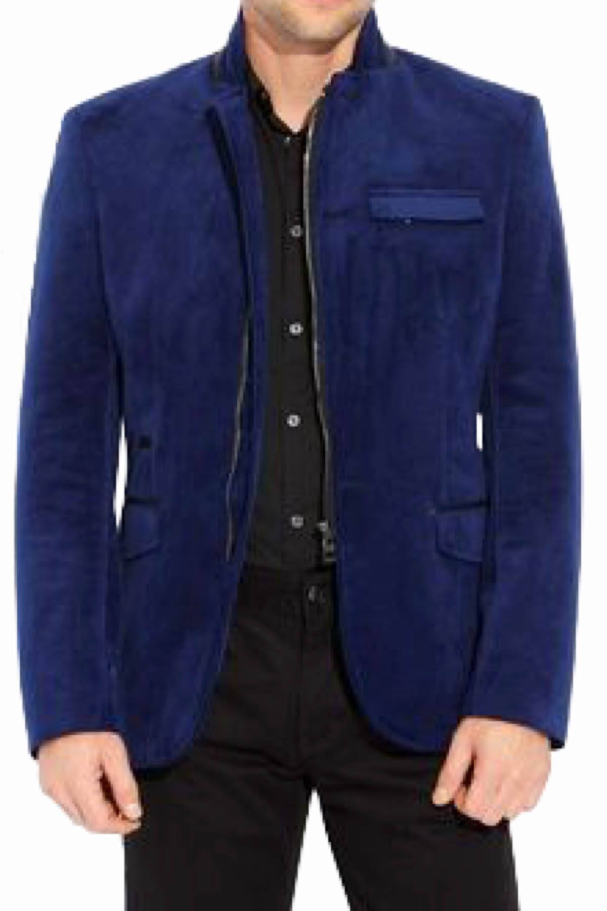 RNT23 Deep-Blue Velveteen Blazer