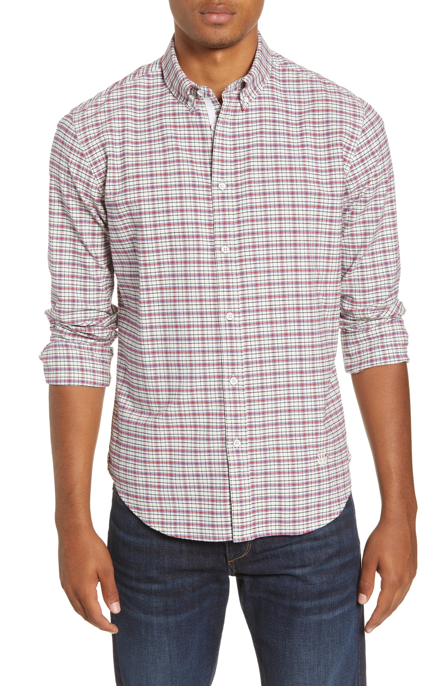Rag & Bone Fit 2 Tomlin Slim Fit Plaid Button-Down Oxford Shirt Red