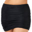 Raisins Curve Trendy Plus Juniors' Ruched Costa High-waist Swim Skirt Black