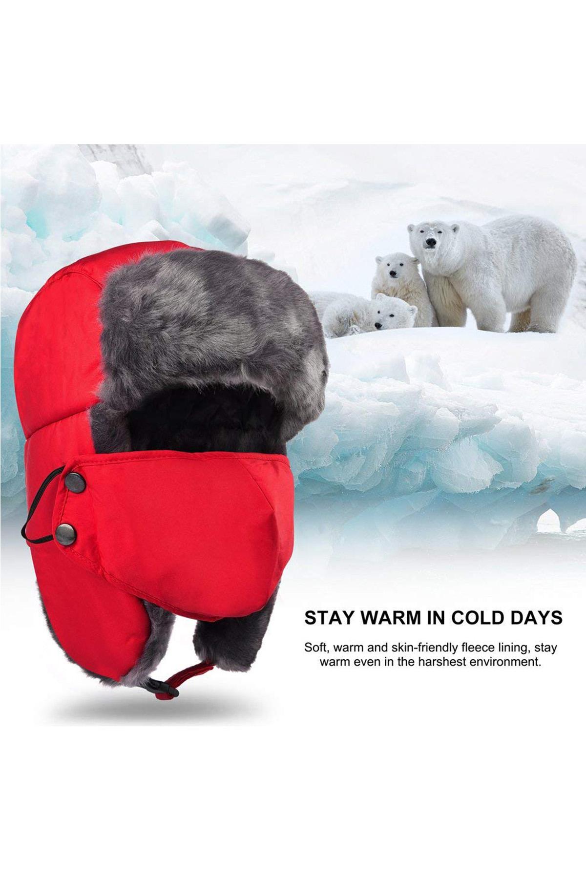 Red Unisex Trooper Trapper Hat/Mask