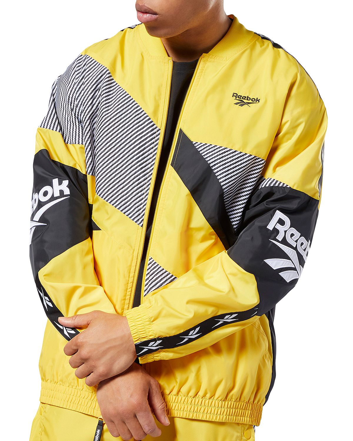 Reebok Cl V Color block Track Jacket Toxic Yellow CheapUndies