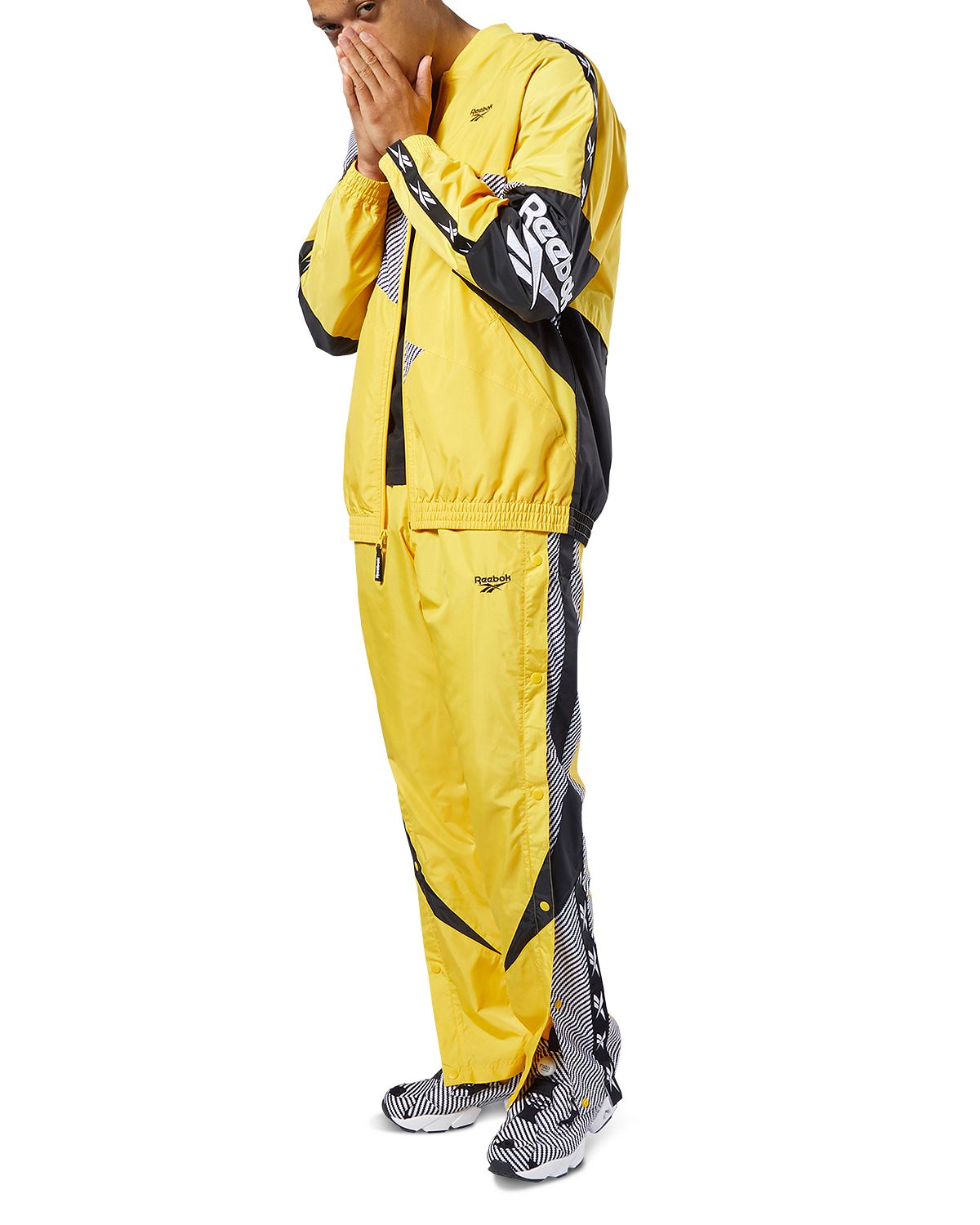 Reebok Cl V Color-block Track Jacket Toxic Yellow