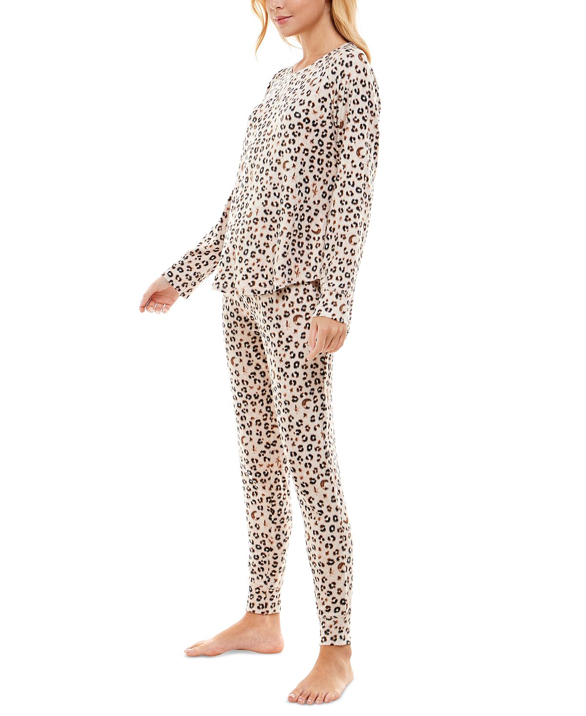 Roudelain Fuzzy Luxe Lounge Set Zodiac Leopard Crystal Gray