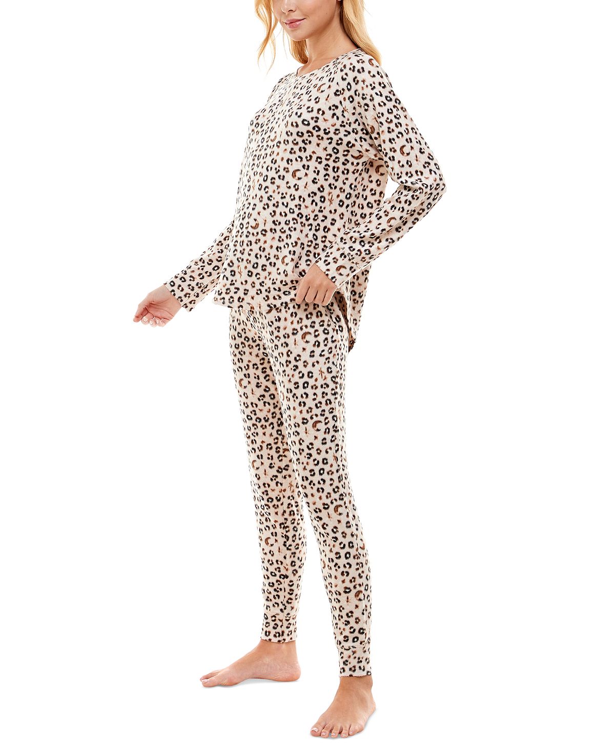 Roudelain Fuzzy Luxe Lounge Set Zodiac Leopard Crystal Gray