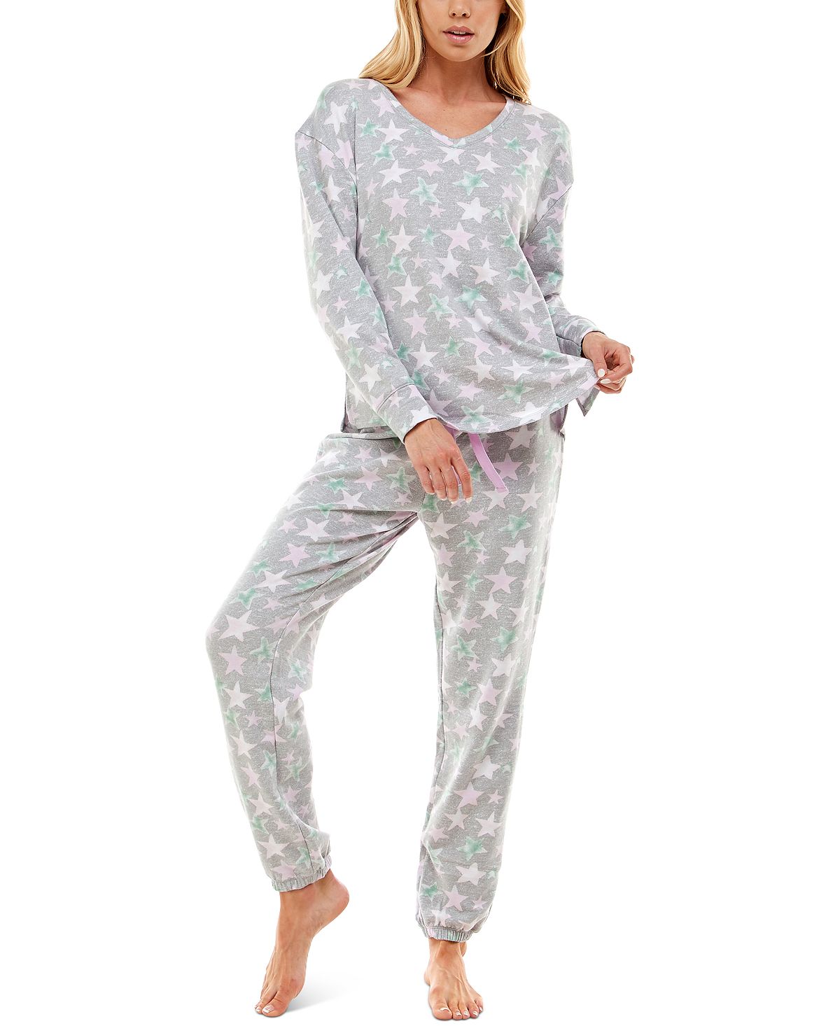 Roudelain Printed Brushed Butter Pajama Set Star Bright Sta