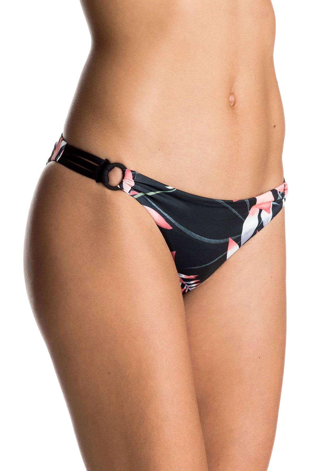 Roxy Black Anthracite Mistery Floral Blowing Minds Cheeky Surfer Bikini Bottom