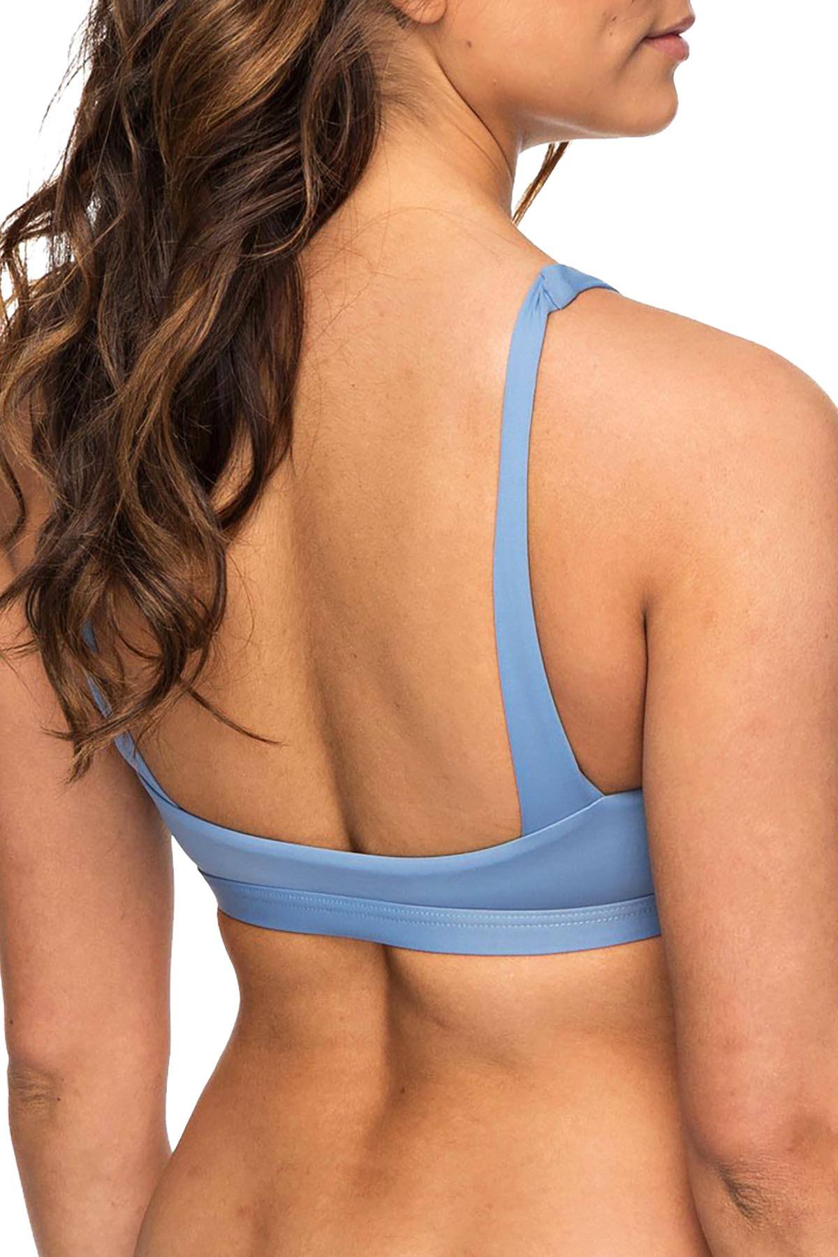 Roxy Blue-Shadow Softly-Love Lattice-Front Crop Top