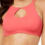 Roxy Coral-Pink High-Neck Keyhole Crop Top