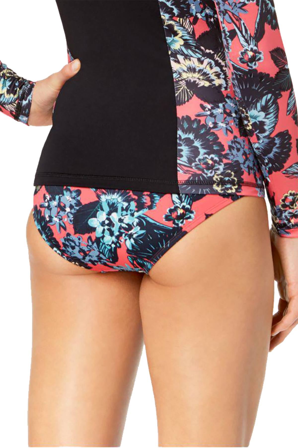 Roxy Coral-Pink Salty Floral-Print Cheeky Shorty Bottom