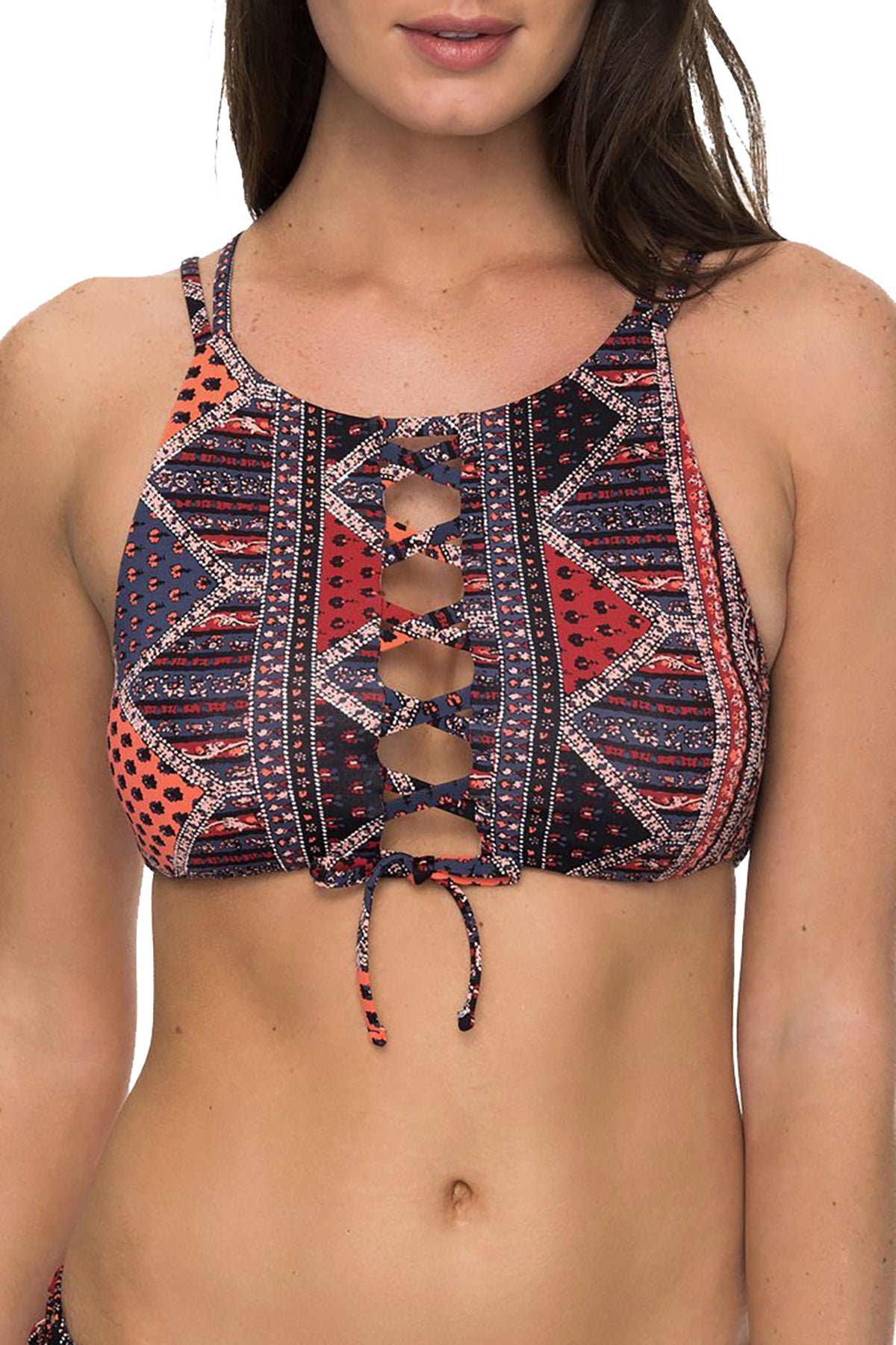 Roxy Festival Bazar High-Neck Crop Bikini Top
