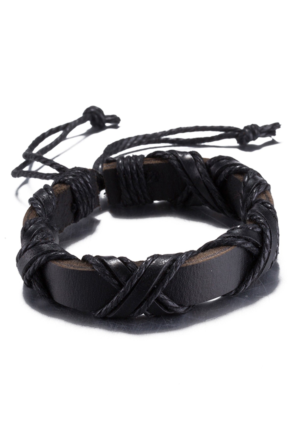 Rubique Black Leather Infinity Wrap Bracelet
