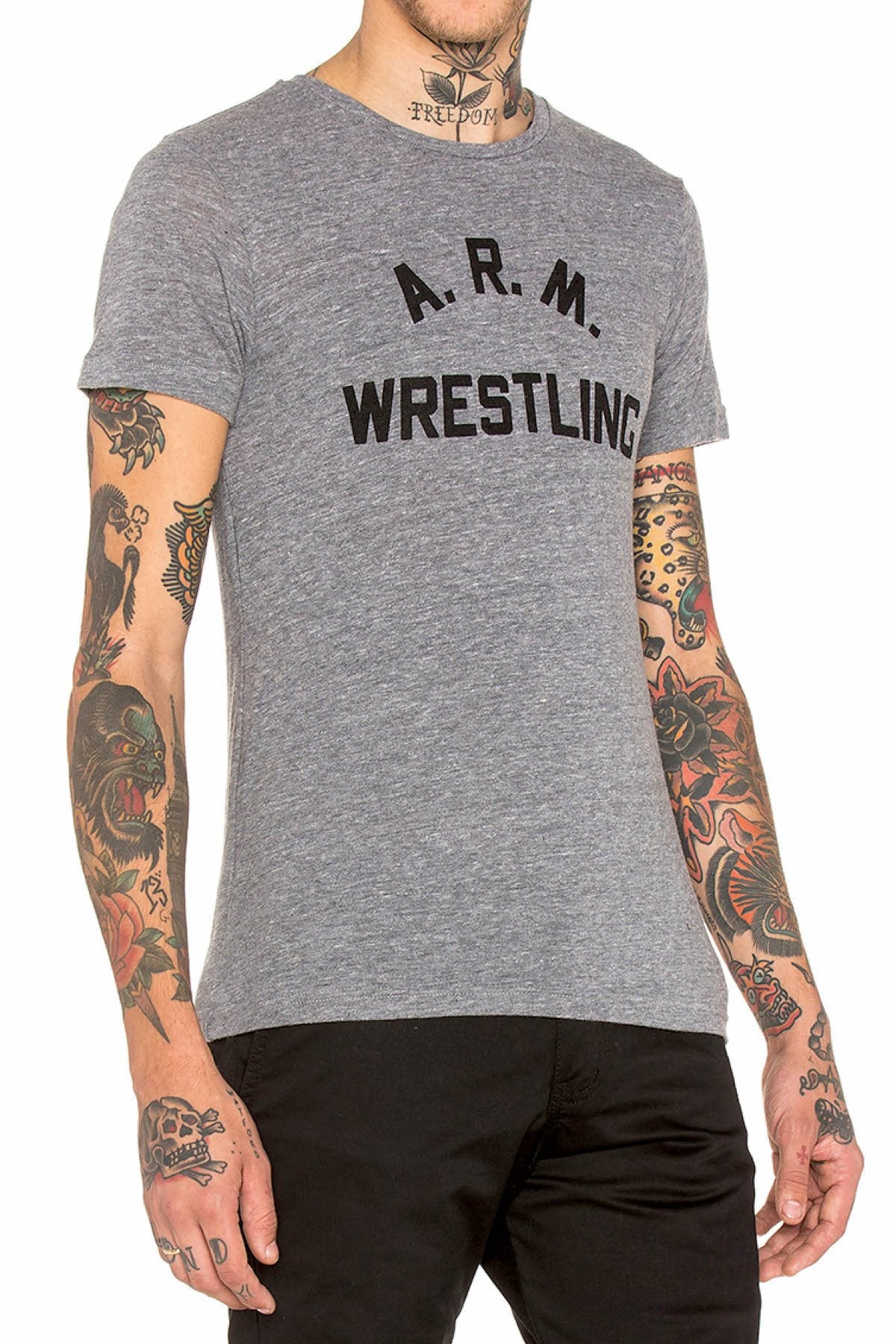 Rxmance Unisex Heather Grey 'Arm Wrestling' Tee