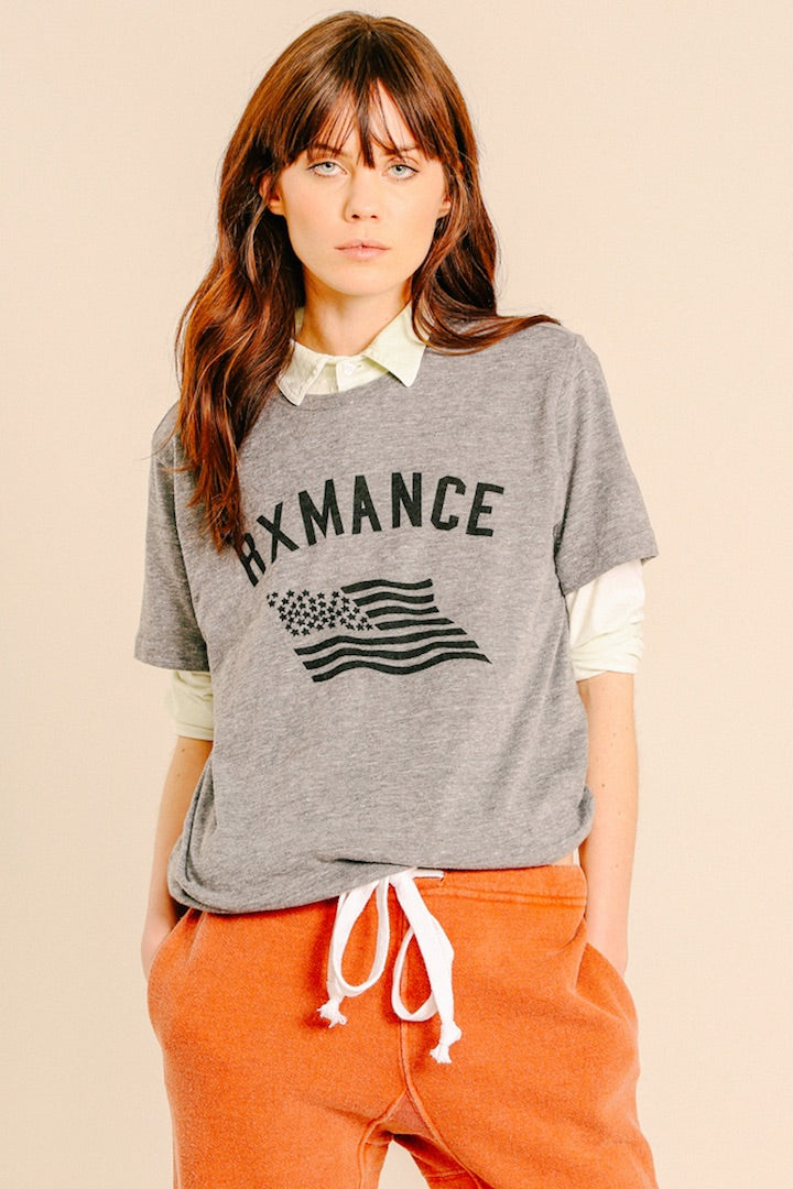 Rxmance Unisex White Flowing Flag Crew Tee