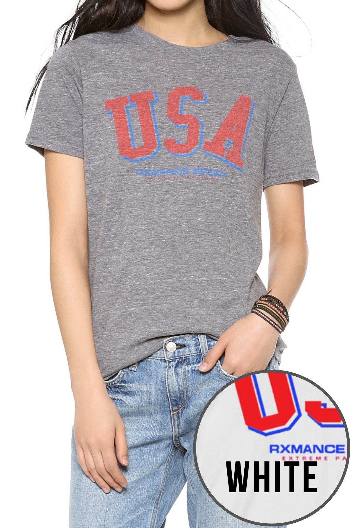 Rxmance Unisex White 'USA' Tee