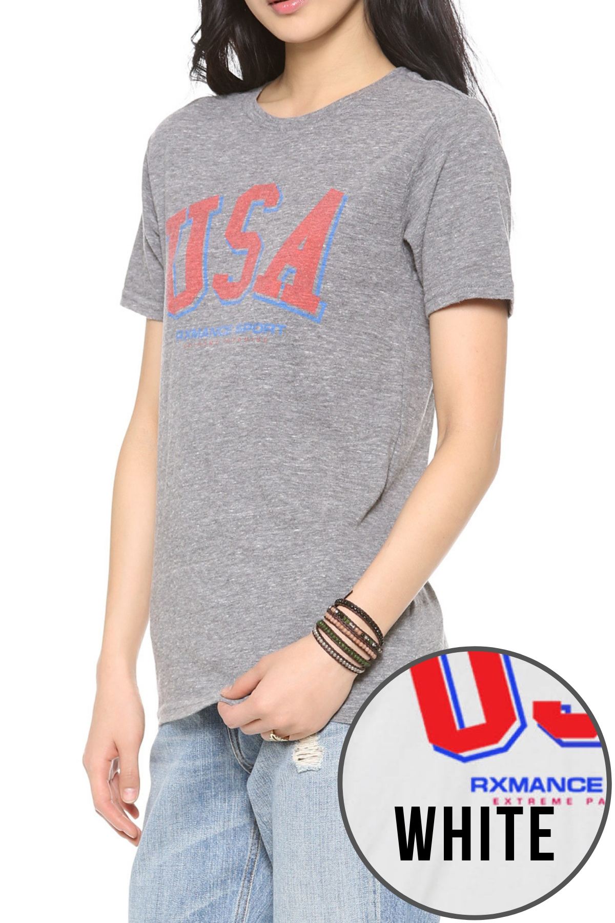 Rxmance Unisex White 'USA' Tee