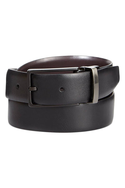 Ryan Seacrest Distinction Black/Dark Brown Reversible Tuscan Feather Edge Belt