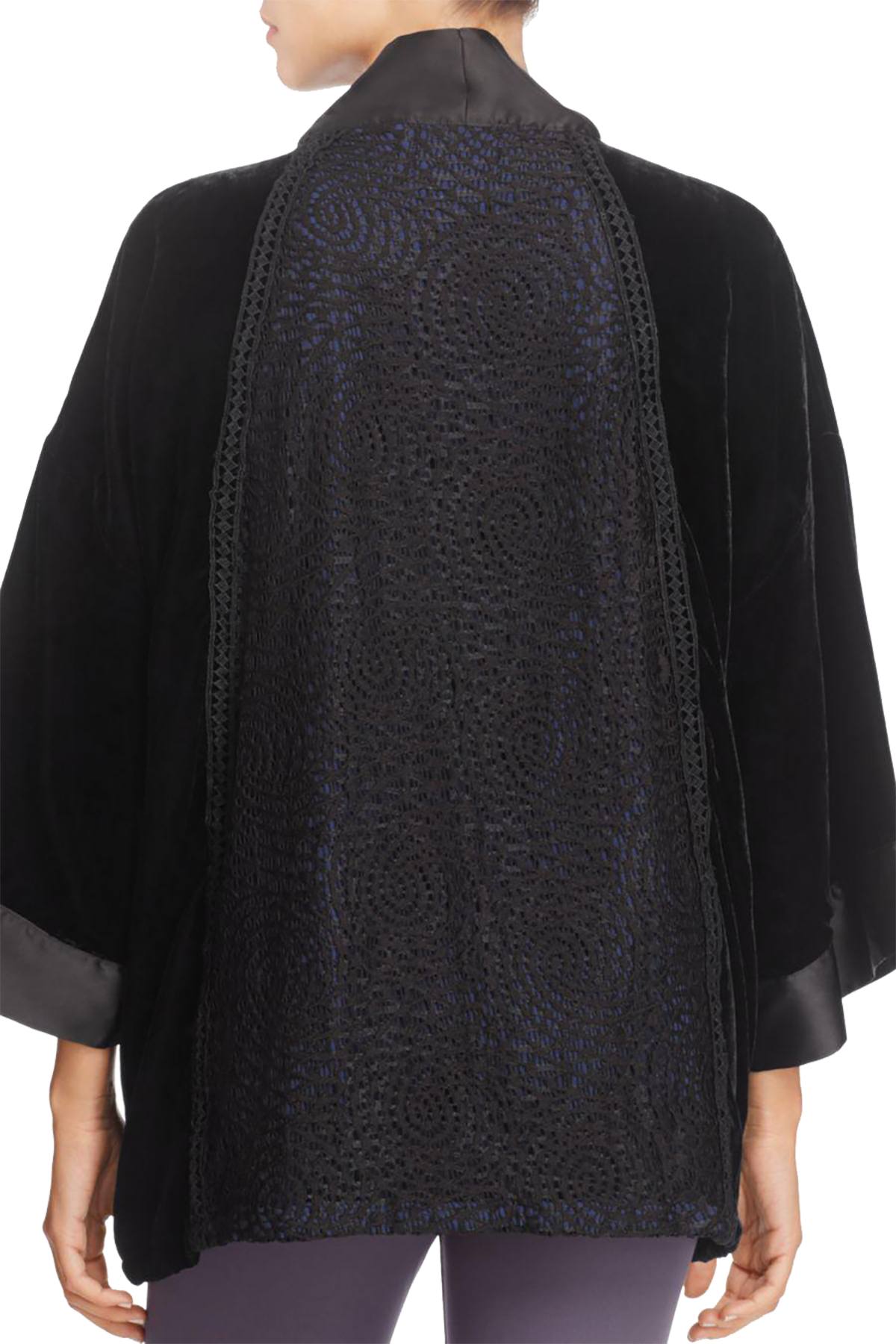 Sam Edelman Black/Navy Velvet Smoking Jacket/Wrap